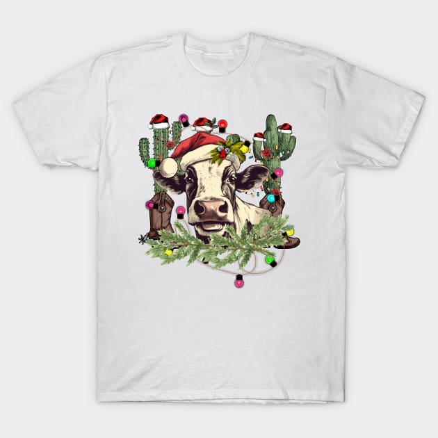 Mooey Christmas Cow T-Shirt by MZeeDesigns